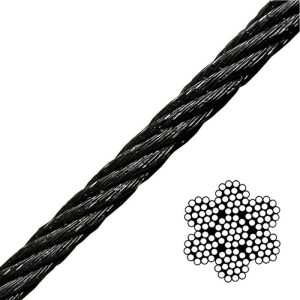 1/8" 7x19 Black Galvanized Aircraft Cable - Per Foot